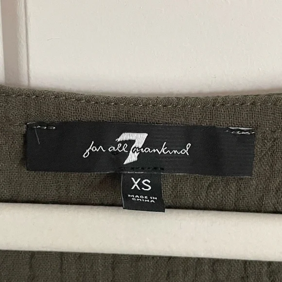 7 For All Mankind Dark Olive Long Sleeve Dress - Picture 2 of 6